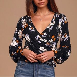 Black floral free people blouse